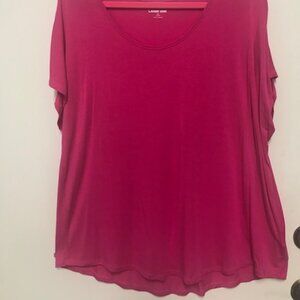 Lands End Womens Bright Hot Pink Cap Sleeve Tunic. 1X. brighter pink than photo